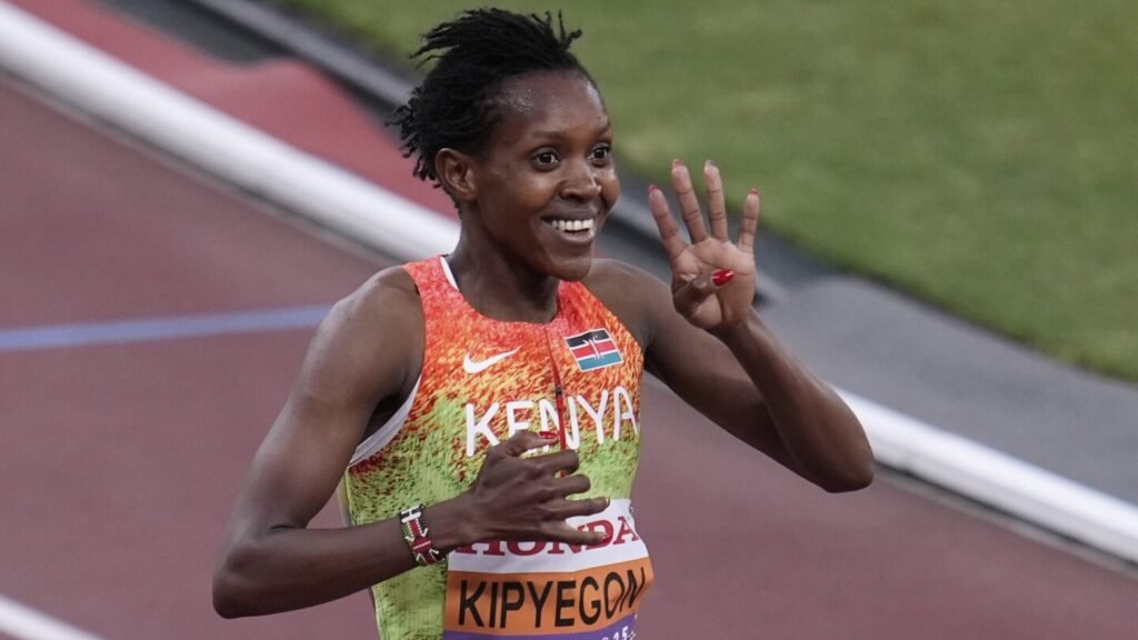 Kipyegon wins in a breeze for fourth world title at 1,500 meters