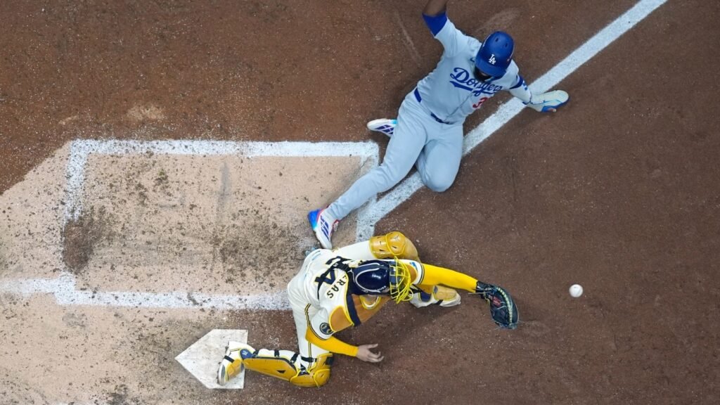 Brewers turn potential grand slam by Dodgers slugger Max Muncy into wild double play in NLCS